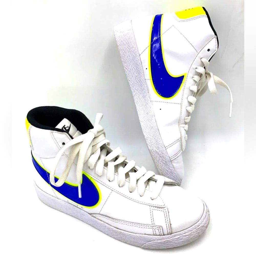 Nike Blazer Mid GS Racer High Top Shoes DB4677 Blue Volt White Size 4.5Y
